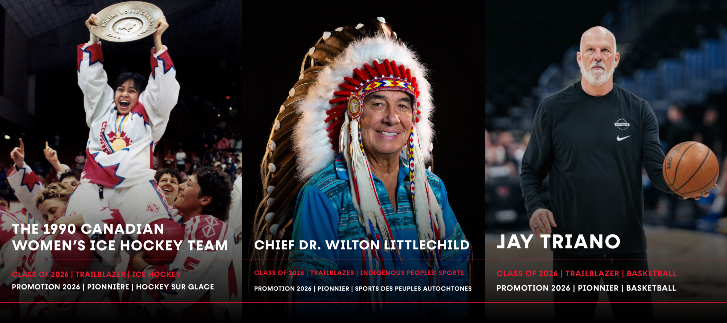 Photo Credits (from left to right): THE CANADIAN PRESS/Frank Gunn, Canada's Sports Hall of Fame Digital Collection, Jay Triano